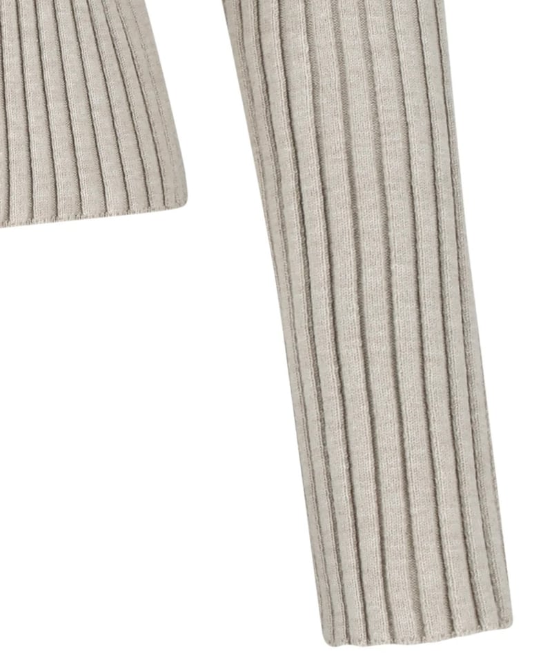 AMOMENTO（アモーメント）】 Ribbed High Neck Zip Up -Bei