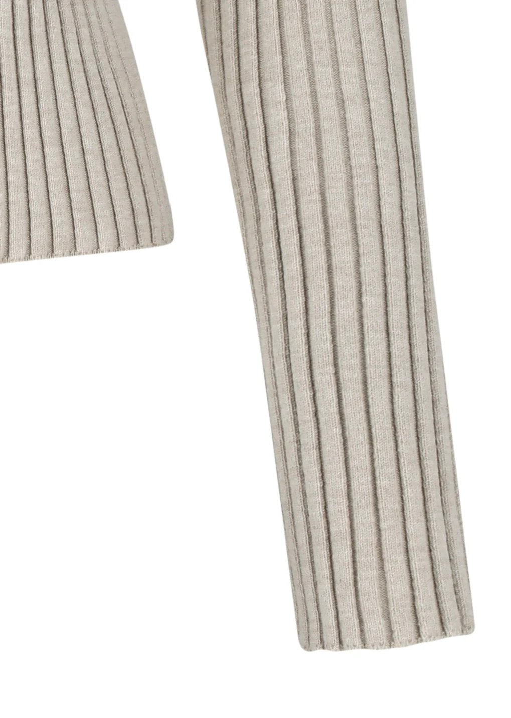 AMOMENTO（アモーメント）】 Ribbed High Neck Zip Up -Bei