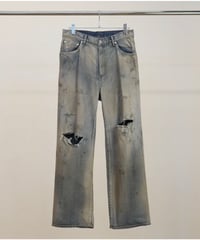 【ANCELLM（アンセルム）】CRASH MIDDLE STRAIGHT 5P DENIM PANTS -INDIGO