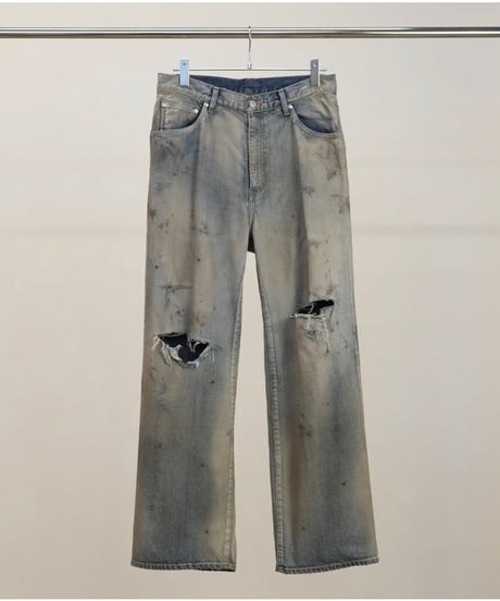 【ANCELLM（アンセルム）】CRASH MIDDLE STRAIGHT 5P DENIM PANTS -INDIGO
