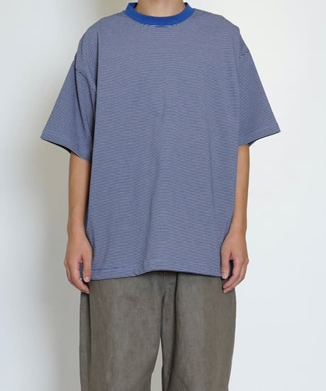 【EVCON（エビコン）】MERCERIZATION BORDER WIDE S/S TEE -BLUE
