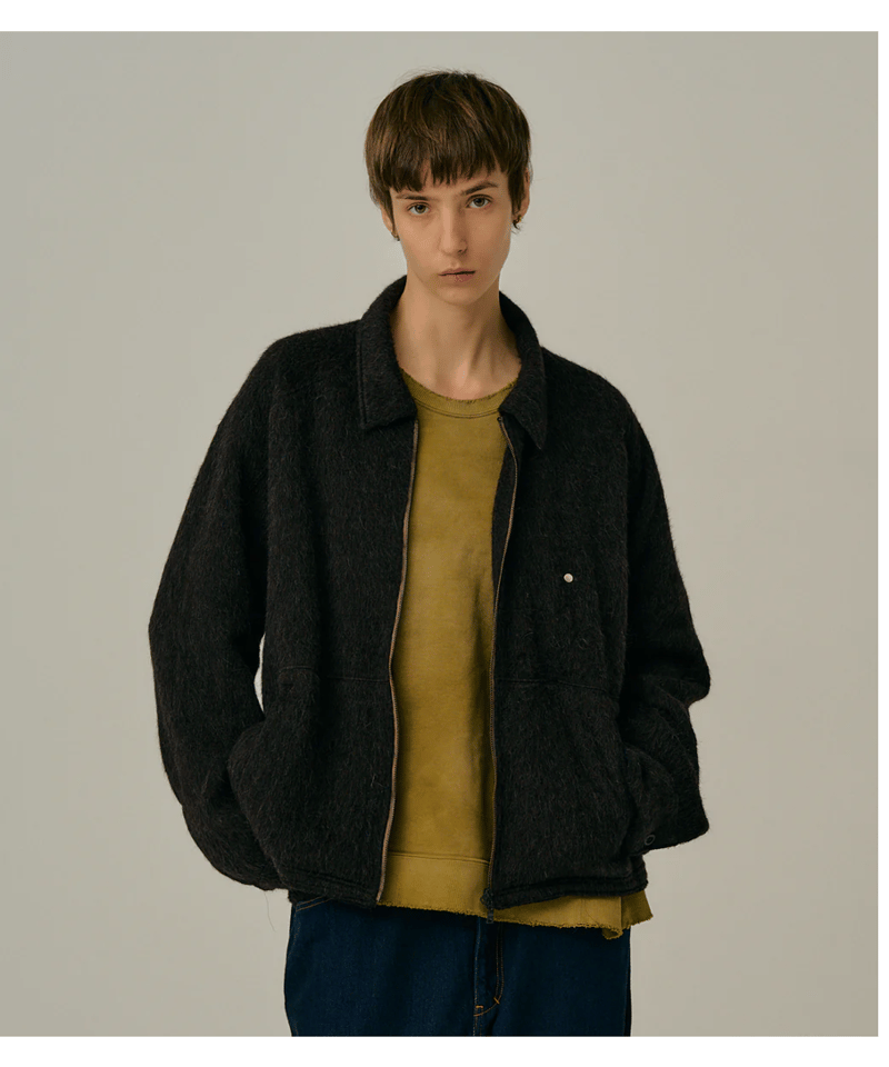 ANCELLM（アンセルム）】SHAGGY ZIP UP SHIRT -BROWN | ta