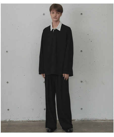 【ANCELLM（アンセルム）】WRINKLED STRIPE SHORT SHIRT JACKET -BLACK