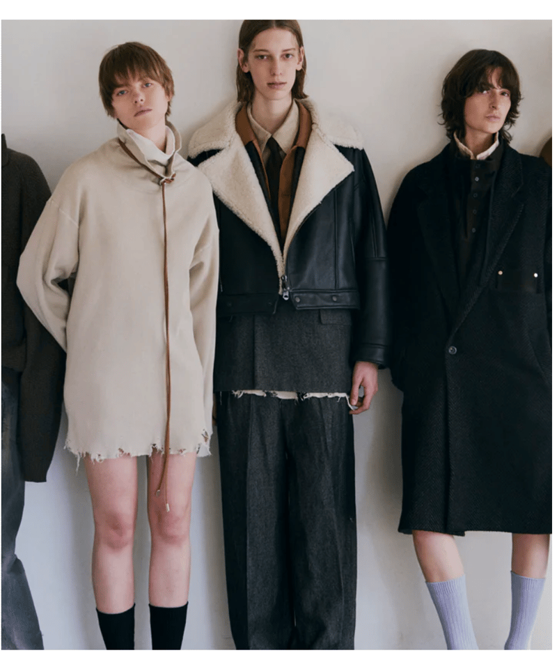 ANCELLM（アンセルム）】SHRINK WOOL WIDE SLACKS -BROWN