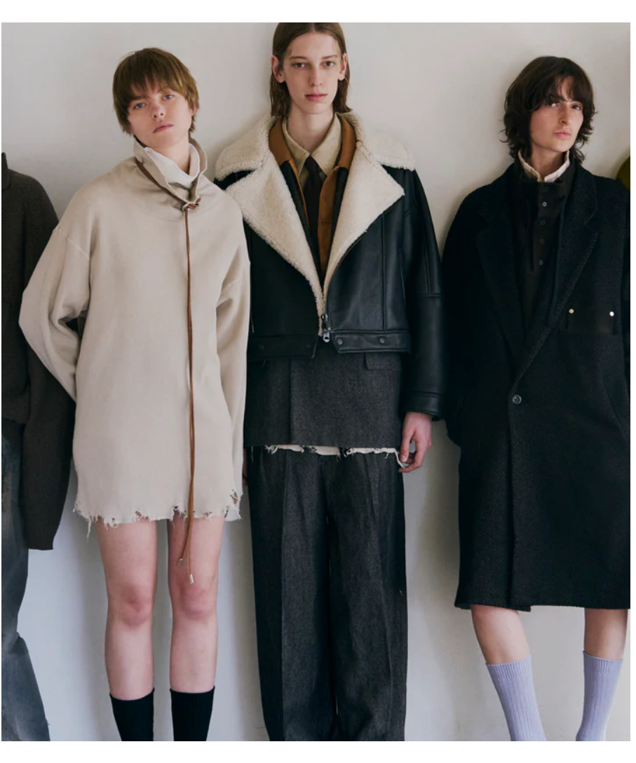 ANCELLM（アンセルム）】SHRINK WOOL WIDE SLACKS -BROWN