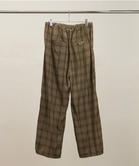 【ANCELLM（アンセルム）】AGING CHECK BELT-LESS SLACKS -GREEN