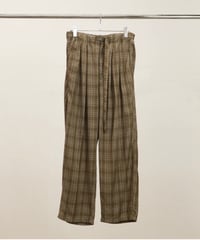 【ANCELLM（アンセルム）】AGING CHECK BELT-LESS SLACKS -GREEN