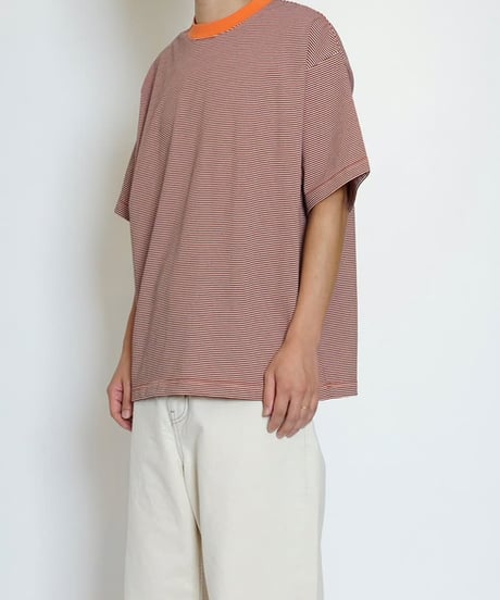 【EVCON（エビコン）】MERCERIZATION BORDER WIDE S/S TEE -ORANGE