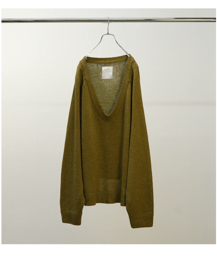 トップス ancellm 25aw uv neck knit lime 1 UV NECK KNIT(LIME) – ANCELLM