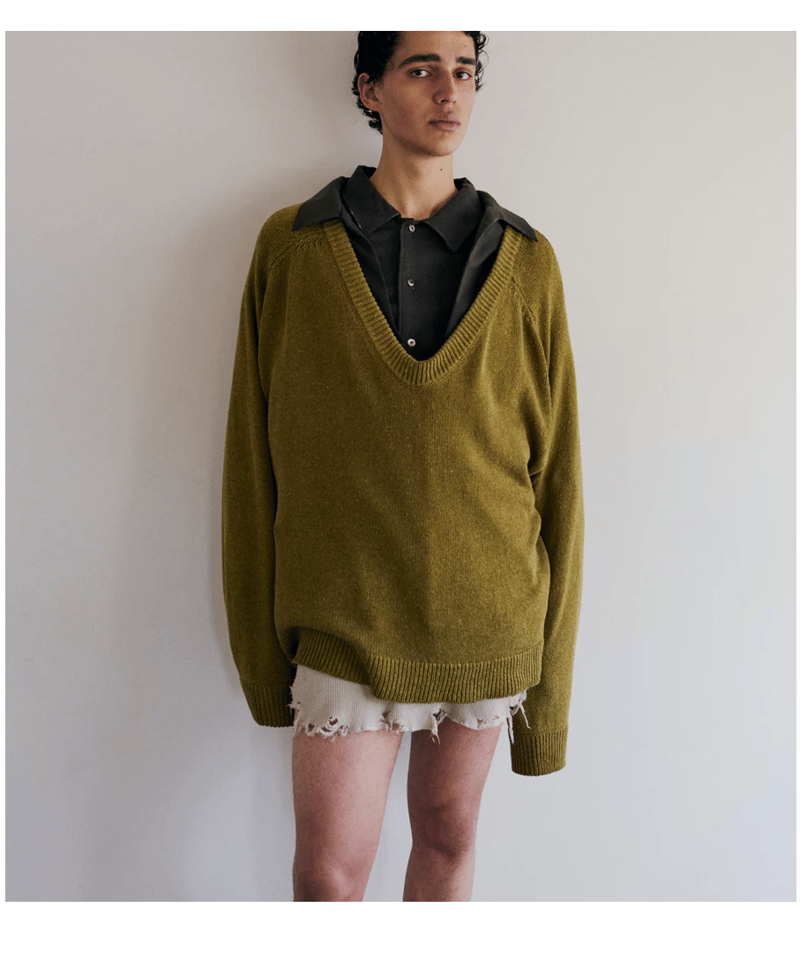 ANCELLM（アンセルム）】UV NECK KNIT -LIME | tadayoi