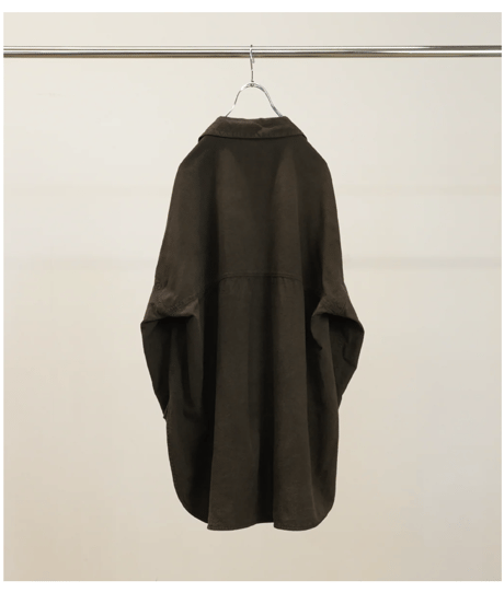【ANCELLM（アンセルム）】SILK NEP LONG SHIRT -BROWN