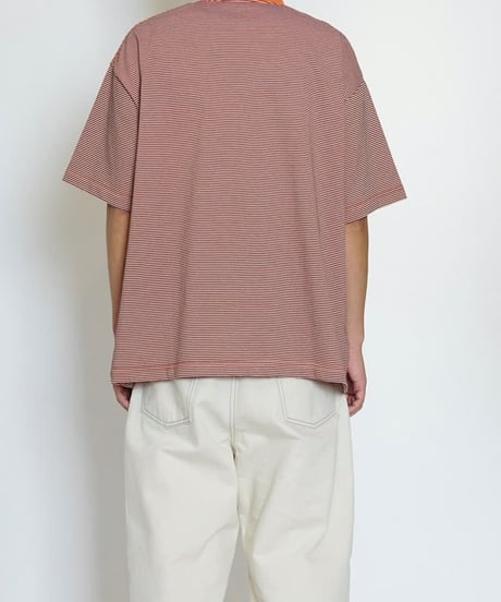 【EVCON（エビコン）】MERCERIZATION BORDER WIDE S/S TEE -ORANGE