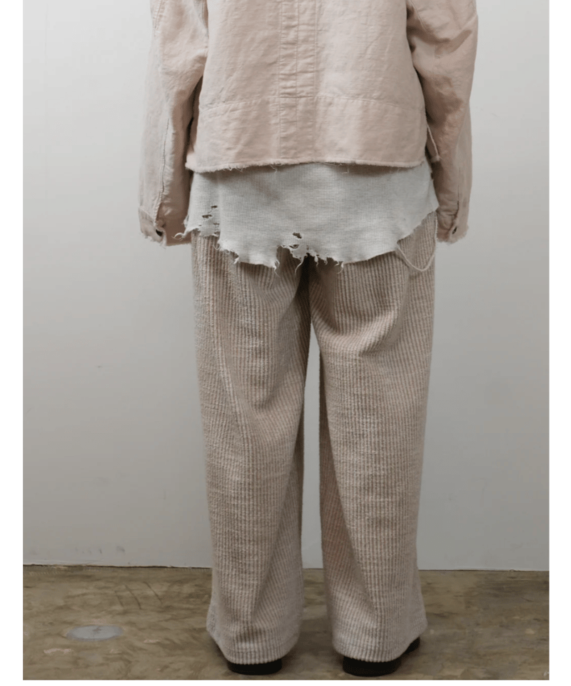 ANCELLM(アンセルム)】CUT STRIPE EASY SLACKS -BEIGE | ANCELLM(アンセルム)】CUT STRIPE EASY SLACKS -BEIGE |