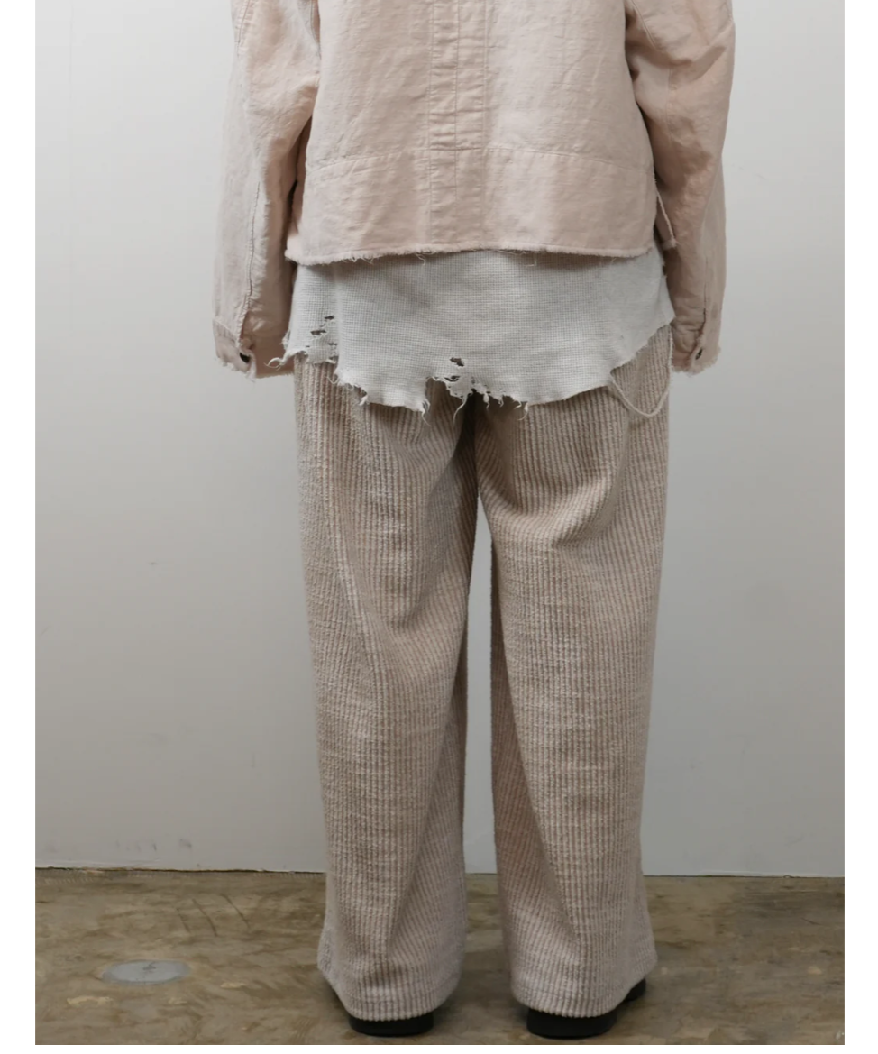 ANCELLM(アンセルム)】CUT STRIPE EASY SLACKS -BEIGE | ANCELLM(アンセルム)】CUT STRIPE EASY SLACKS -BEIGE |