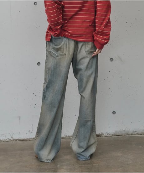 【ANCELLM（アンセルム）】CRASH MIDDLE STRAIGHT 5P DENIM PANTS -INDIGO