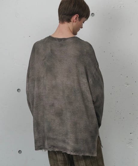 【ANCELLM（アンセルム）】UNEVENNESS MESH LS -BLACK