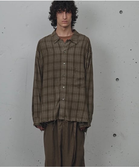 【ANCELLM（アンセルム）】AGING RAYON CHECK SHIRT -GREEN