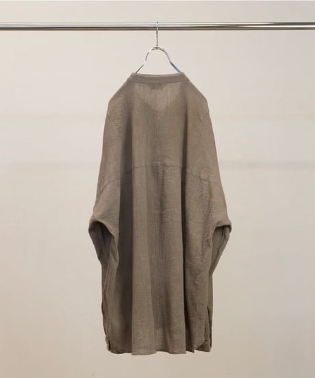 【ANCELLM（アンセルム）】CREPE HALF ZIP SHIRT -GREIGE