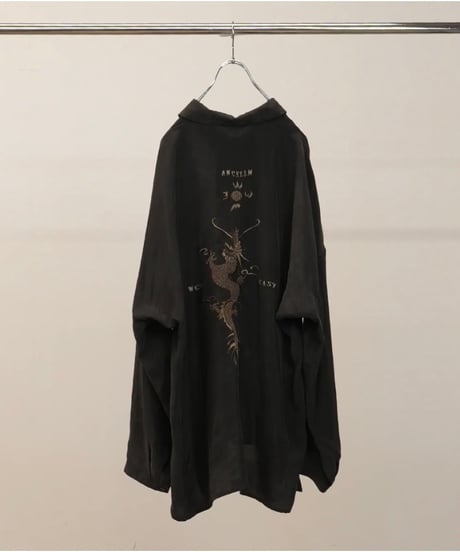 【ANCELLM（アンセルム）】EMBROIDERED SOUVENIR SHIRT -BLACK
