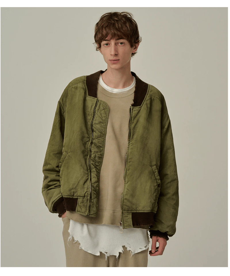 ANCELLM（アンセルム）】FADED BOMBER JACKET -KHAKI | ta
