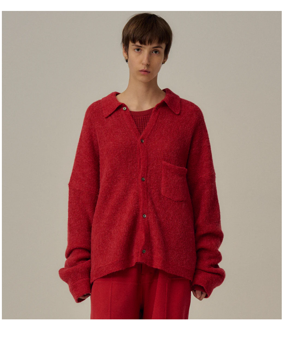 トップス 25AW ANCELLM KIMONO KNIT SHIRT RED 1 KIMONO KNIT SHIRT(RED) – ANCELLM