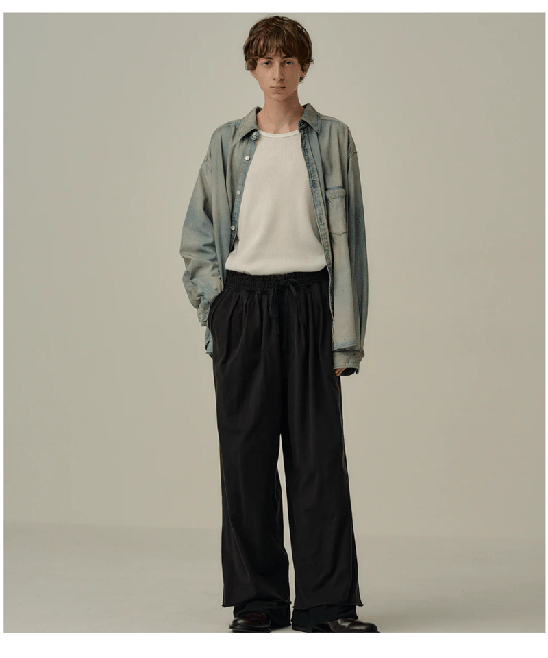パンツ ANCELLM DRAPE WIDE EASY CUT SLACKS ANCELLM(アンセルム)】DRAPE WIDE EASY CUT SLACKS -BLA