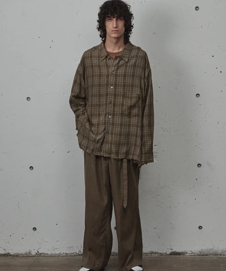 【ANCELLM（アンセルム）】AGING RAYON CHECK SHIRT -GREEN