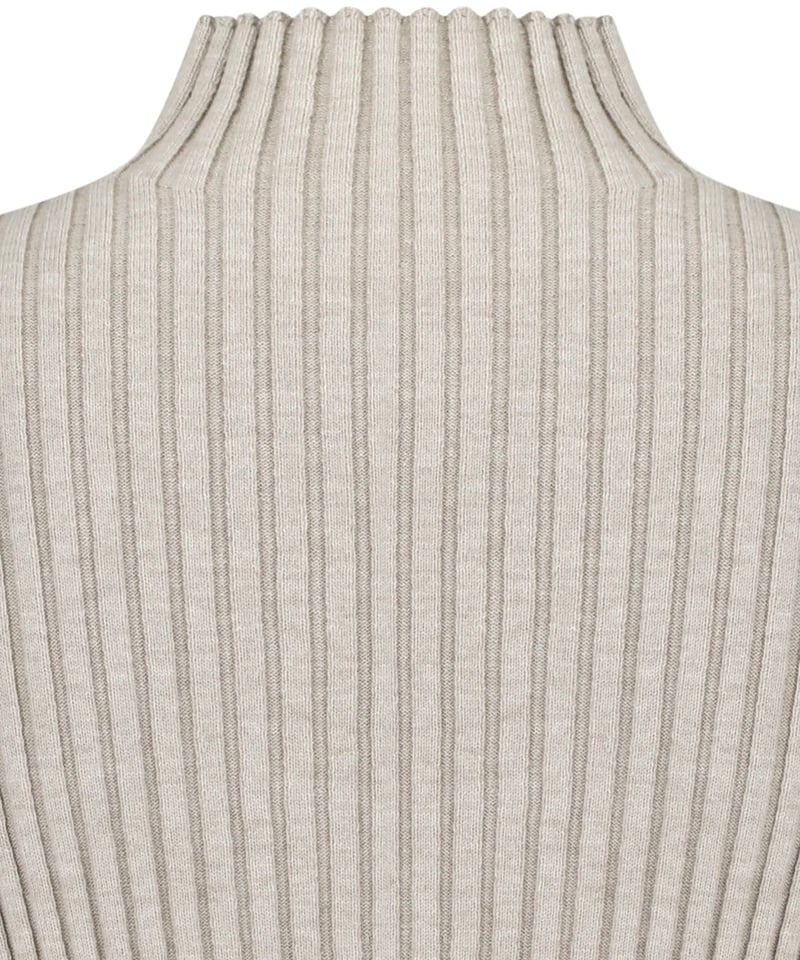 AMOMENTO（アモーメント）】 Ribbed High Neck Zip Up -Bei