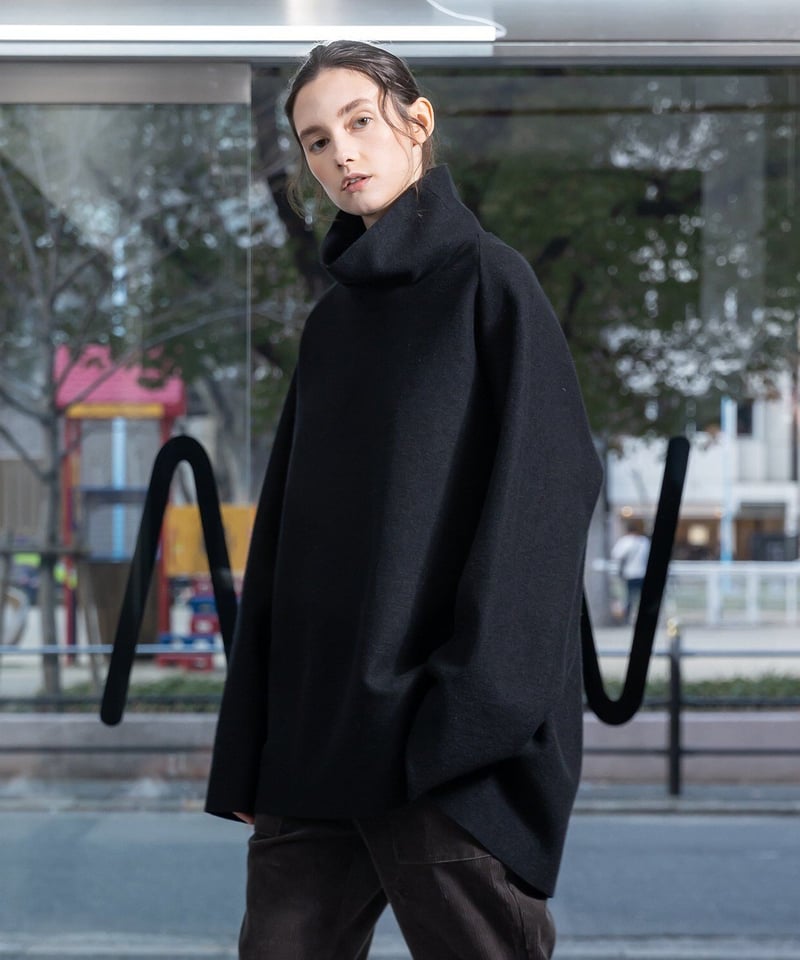 VOAAOV】WOOL RING JERSEY Hi-Neck Pullover-