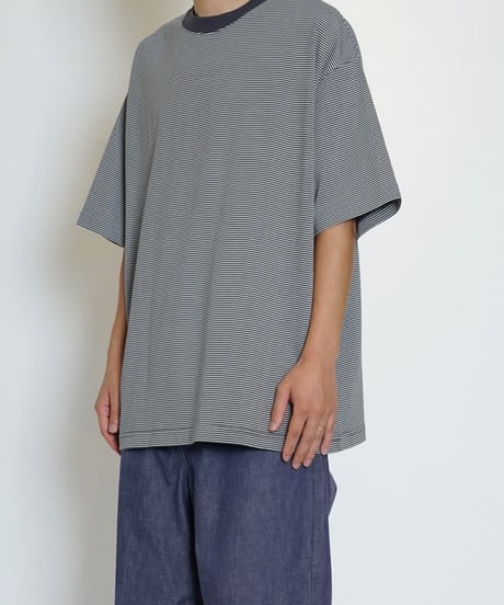 【EVCON（エビコン）】MERCERIZATION BORDER WIDE S/S TEE -CHARCOAL
