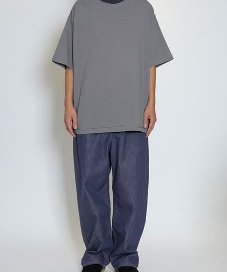 【EVCON（エビコン）】MERCERIZATION BORDER WIDE S/S TEE -CHARCOAL