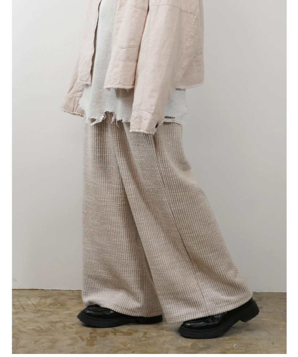 ANCELLM(アンセルム)】CUT STRIPE EASY SLACKS -BEIGE | ANCELLM(アンセルム)】CUT STRIPE EASY SLACKS -BEIGE |