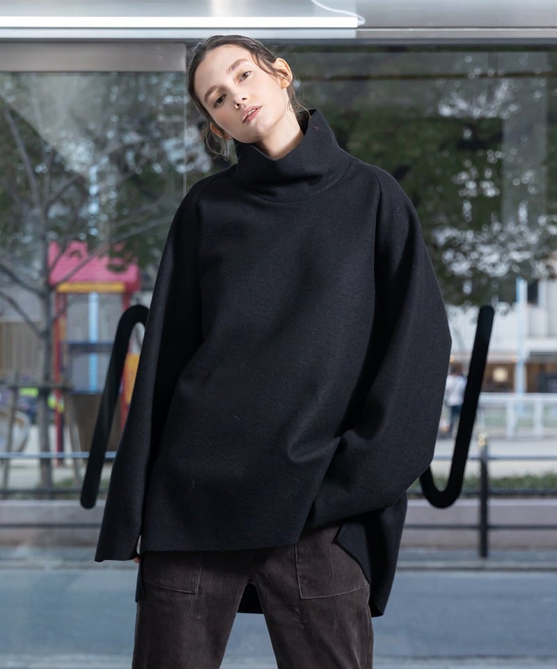 VOAAOV / WOOL RING JERSEY Hi-Neck Pullover -BLA...