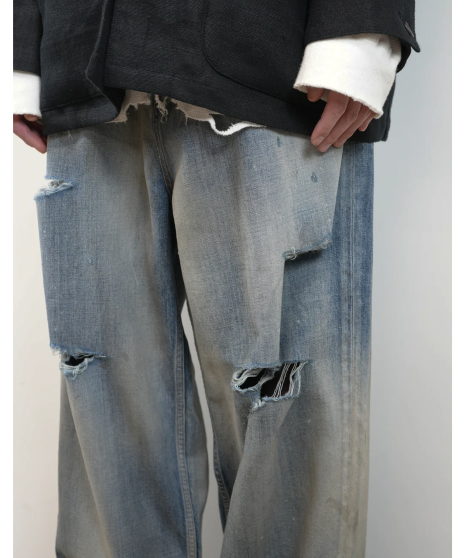 ANCELLM（アンセルム）】DAMAGE WIDE 5P DENIM PANTS -IND