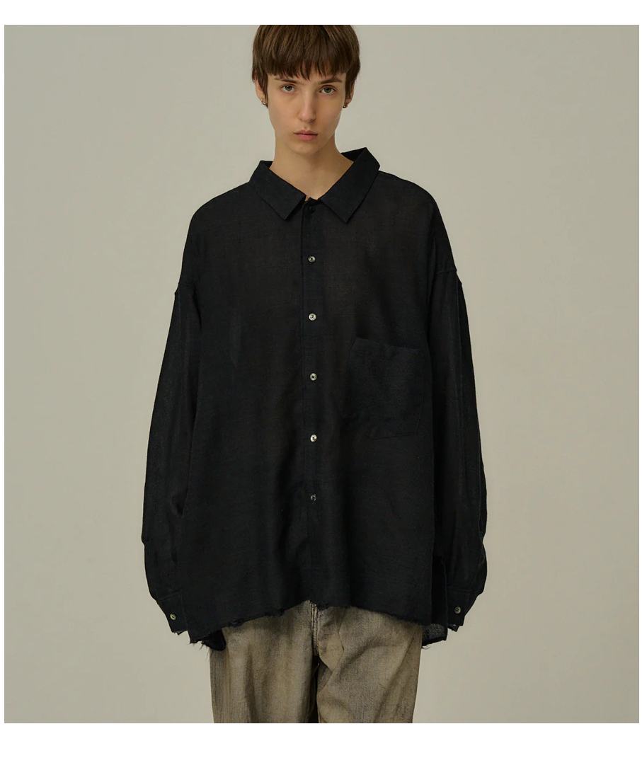 ANCELLM（アンセルム）】WOOL KERSEY SHIRT -BLACK | tadayoi