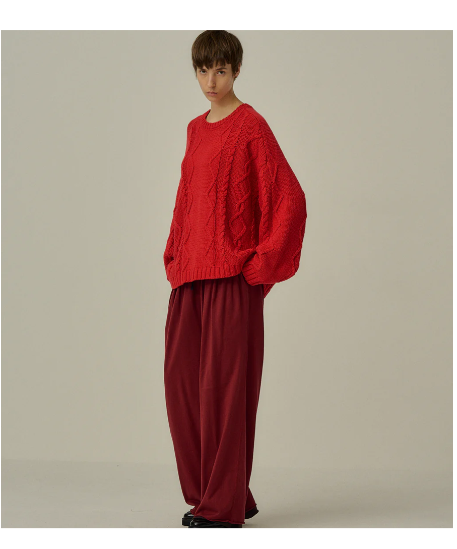 ANCELLM（アンセルム）】DRAPE WIDE EASY CUT SLACKS -RED