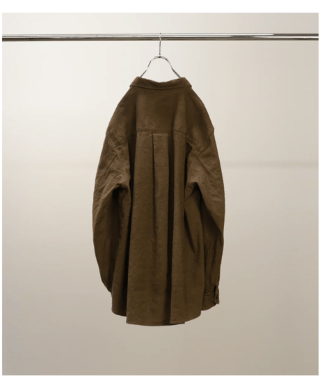 【ANCELLM（アンセルム）】L/C NEP FLOWER EMBROIDERY OVER SHIRT -BROWN