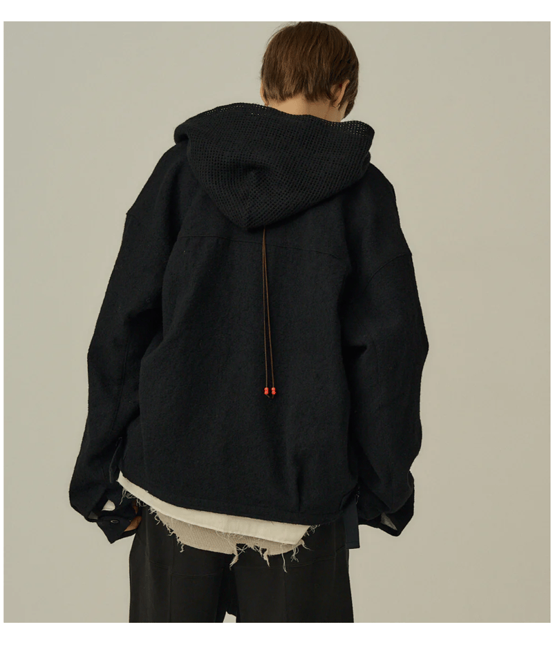 ANCELLM（アンセルム）】SHRINK WOOL LAYERING JACKET -BL
