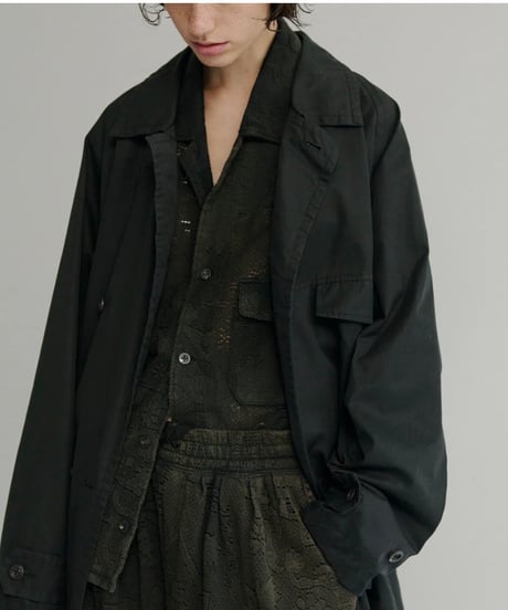 【ANCELLM（アンセルム）】AGING LACE WORK SHIRT -BLACK