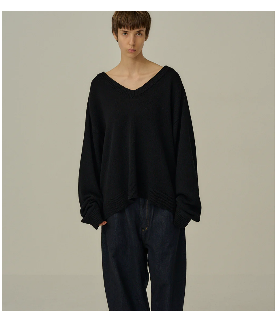 ANCELLM（アンセルム）】UV NECK KNIT - BLACK | tadayoi