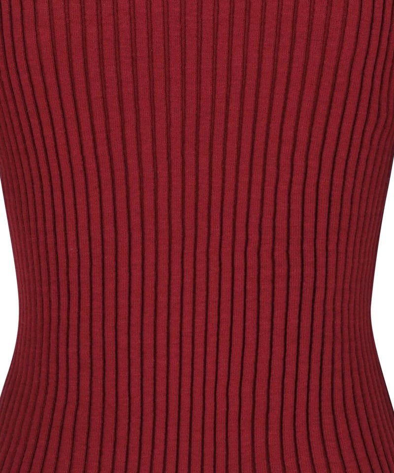 AMOMENTO（アモーメント）】 Ribbed High Neck Zip Up -Bur