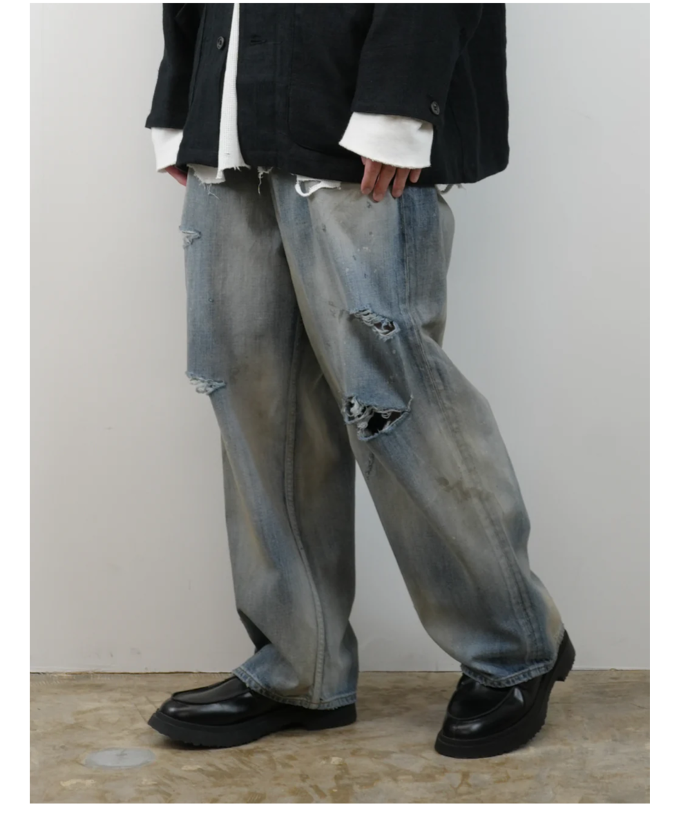 ANCELLM DAMAGE WIDE 5P DENIM PANTS アンセルム ANCELLM（アンセルム）】DAMAGE WIDE 5P DENIM PANTS -IND