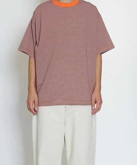 【EVCON（エビコン）】MERCERIZATION BORDER WIDE S/S TEE -ORANGE