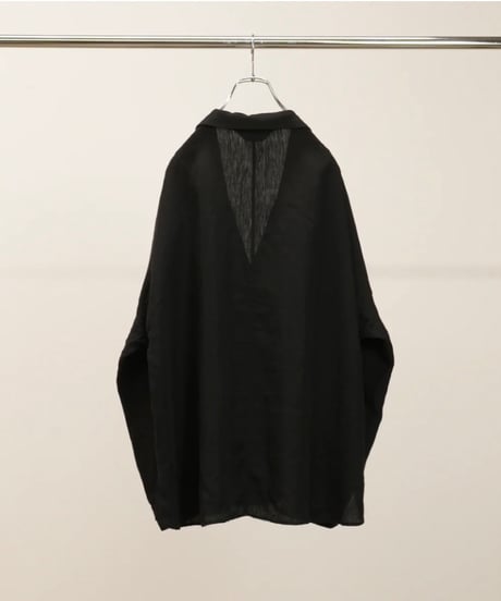 【ANCELLM（アンセルム）】100/S LINEN TAILORED SHIRT -BLACK