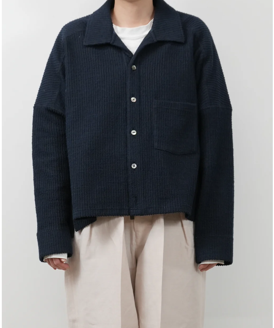 ANCELLM（アンセルム）】CUT STRIPE SHIRT -NAVY | tadayoi