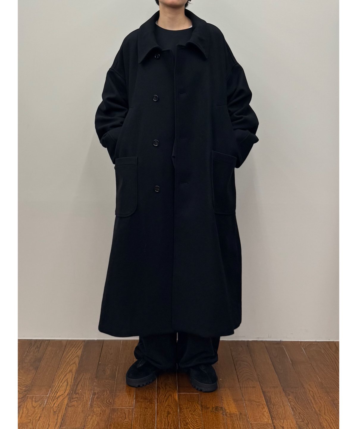 VAAOV ヴォアーブ ウールコート ブラック クリーニング済 VOAAOV （ヴォアーブ）】/ WOOL LONG COAT TADAYOI -BLACK