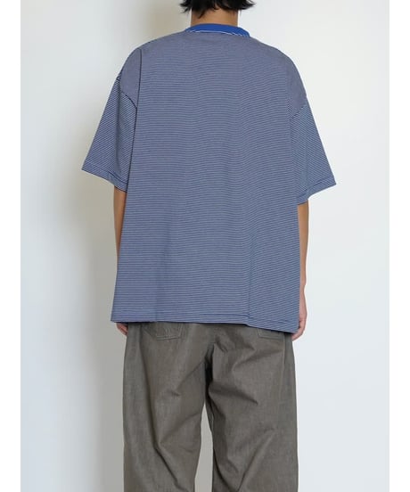 【EVCON（エビコン）】MERCERIZATION BORDER WIDE S/S TEE -BLUE