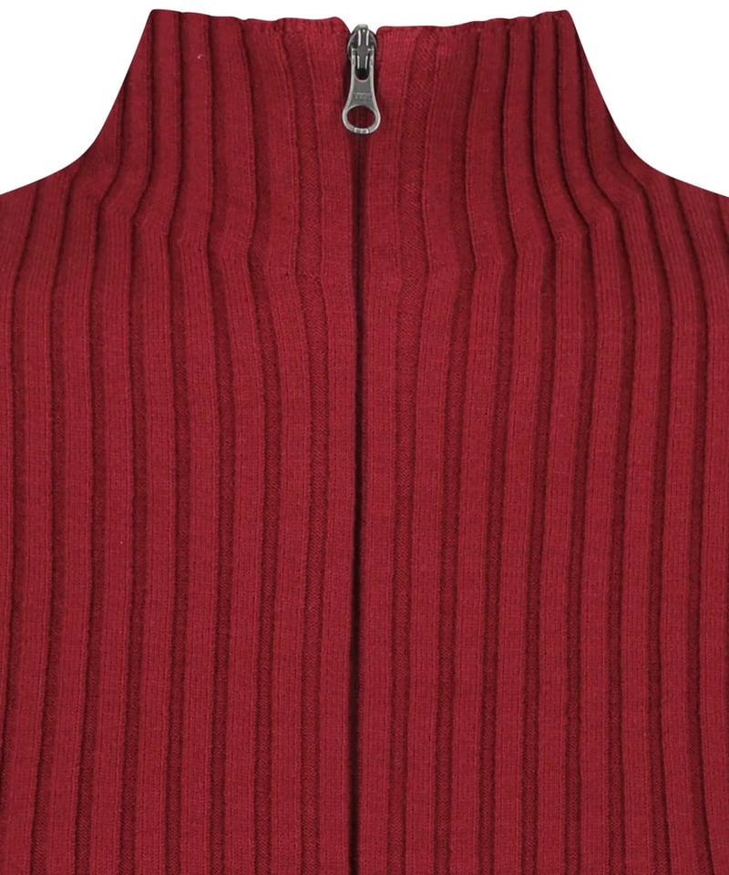 AMOMENTO（アモーメント）】 Ribbed High Neck Zip Up -Bur