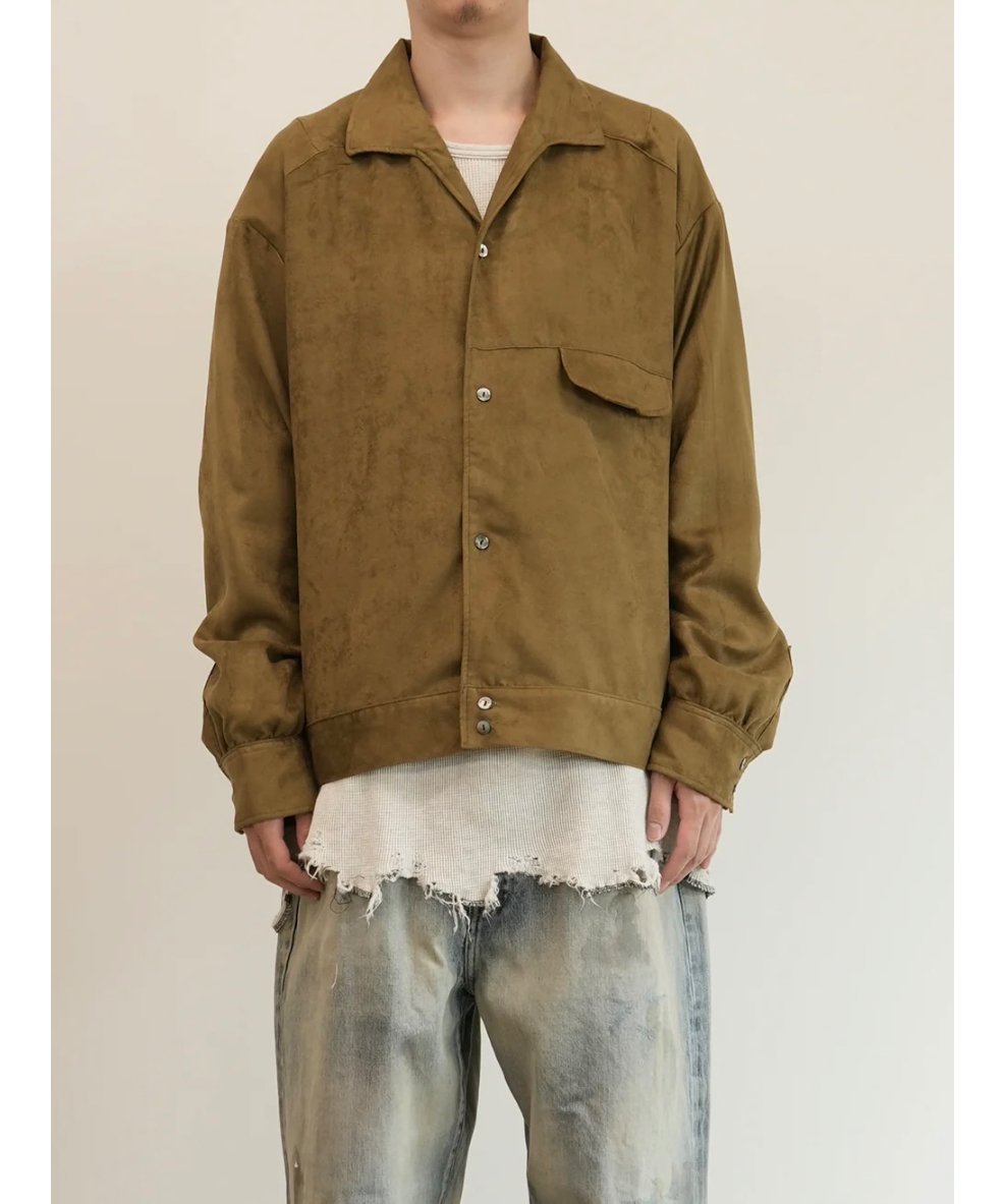 ANCELLM（アンセルム）】VEGAN SUEDE SHIRT JACKET -KHAKI 