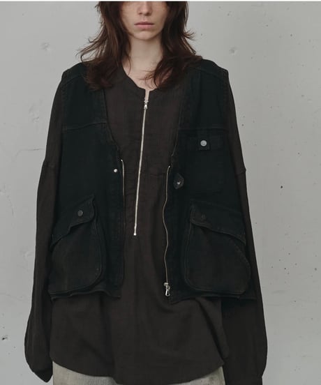 【ANCELLM（アンセルム）】C/R DUCK UTILITY VEST -BLACK